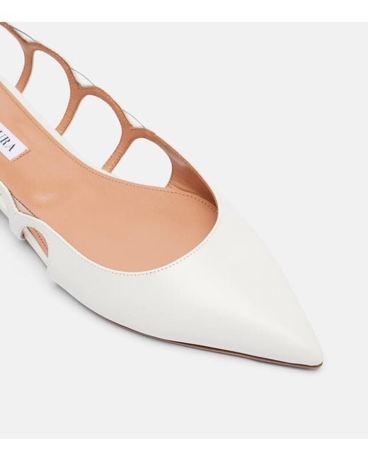 Aquazzura Pink Endless Love Leather Slingback Flats