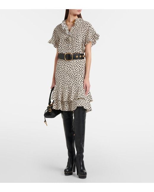 Chloé Black Polka-Dot Tiered Silk Miniskirt