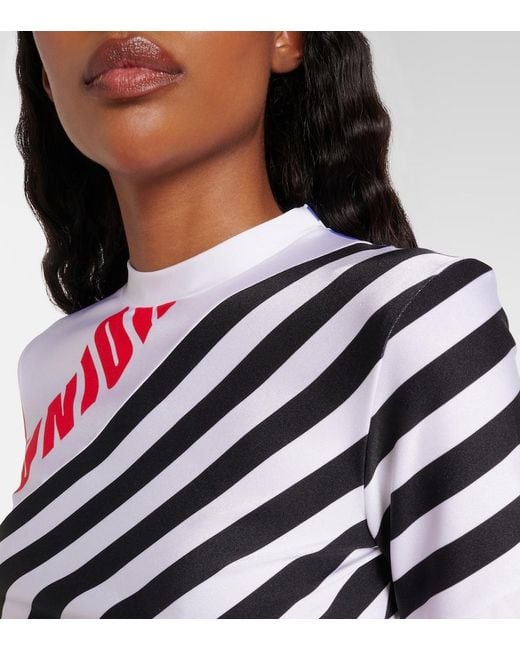 Jean Paul Gaultier Red Logo Striped Jersey T-Shirt