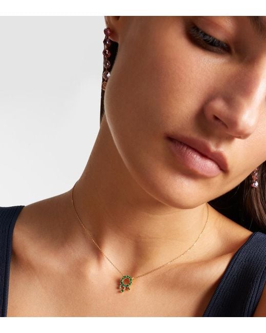 Suzanne Kalan Metallic 18Kt Necklace With Emeralds
