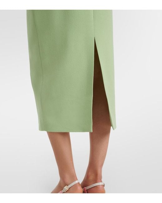 Emilia Wickstead Green Valletta Wool Crepe Midi Dress