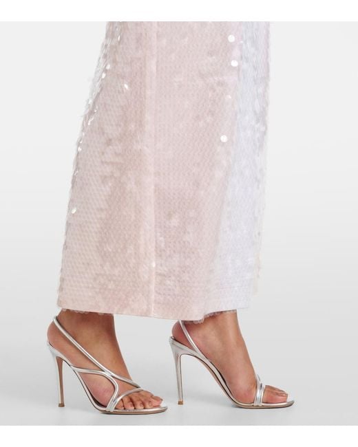 Sportmax White Sequined Jersey Maxi Dress