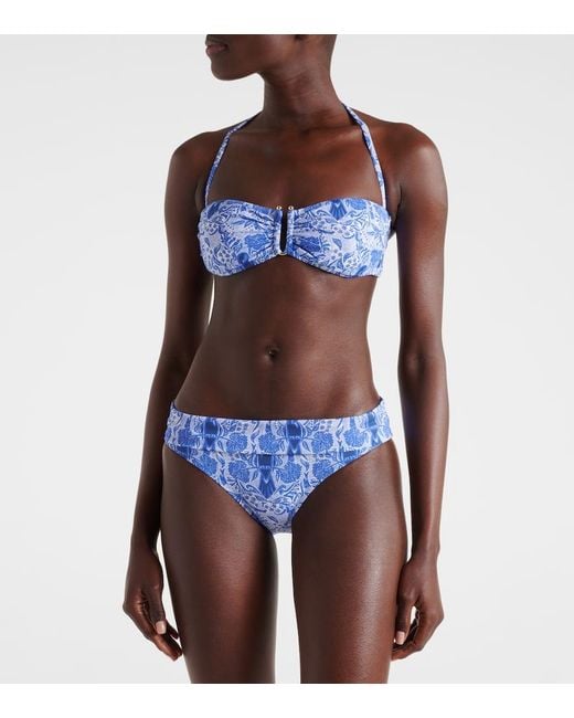 Heidi Klein Blue Lake Como Printed Bikini Top