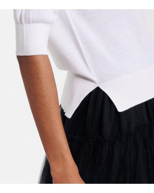 Simone Rocha White Embellished Wool And Silk Top