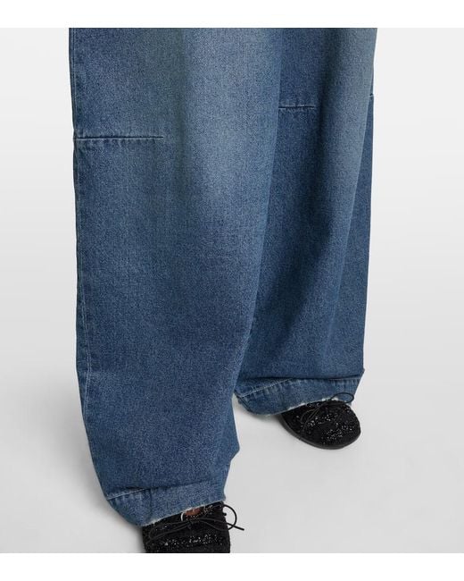 Simone Rocha Blue Distressed High-Rise Wide-Leg Jeans