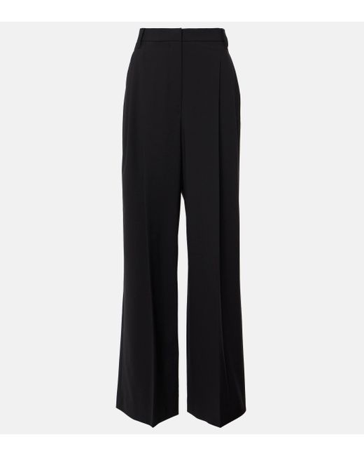 Brunello Cucinelli Black Wool-blend Wide-leg Pants
