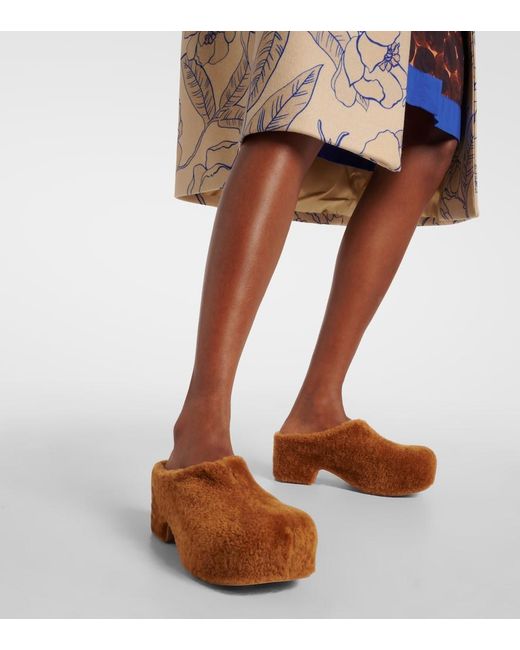 Dries Van Noten Brown Platform Clogs