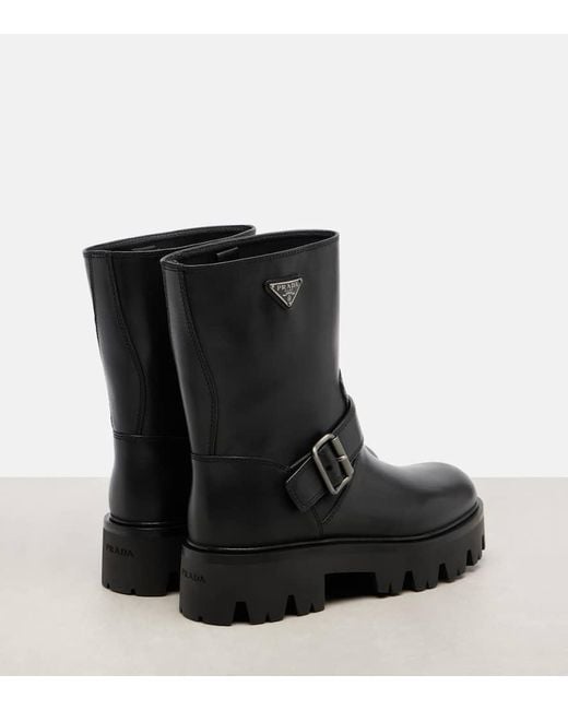 Bottines Stride En Cuir Prada en coloris Black