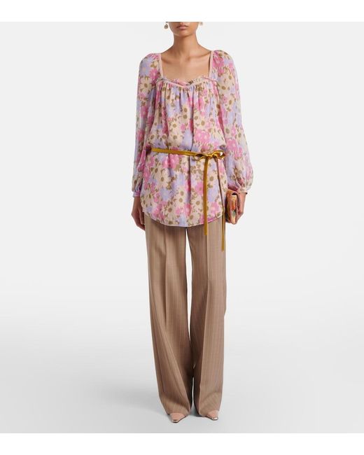 Valentino Pink Floral Silk Georgette Blouse