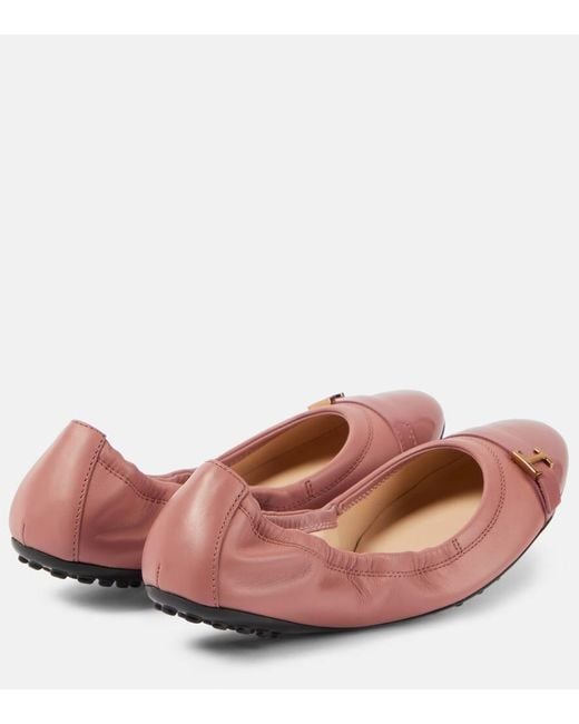Tod's Brown Dee Leather Ballet Flats