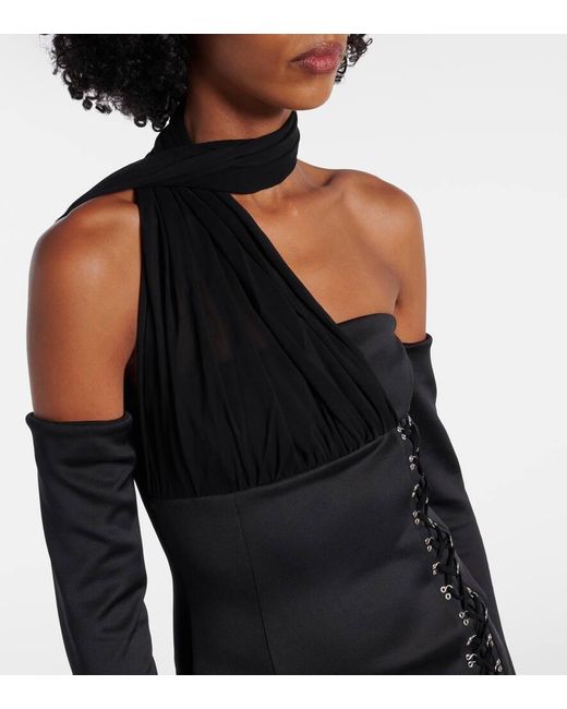 Blumarine Black Scuba Off-Shoulder Minidress