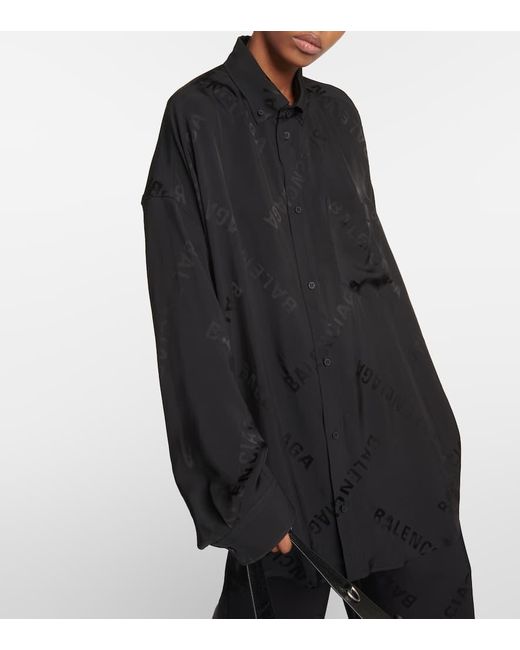 Camicia Bal Diagonal Allover Flowing di Balenciaga in Black