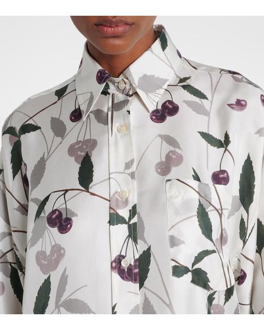 Stella McCartney Gray Printed Silk Twill Shirt
