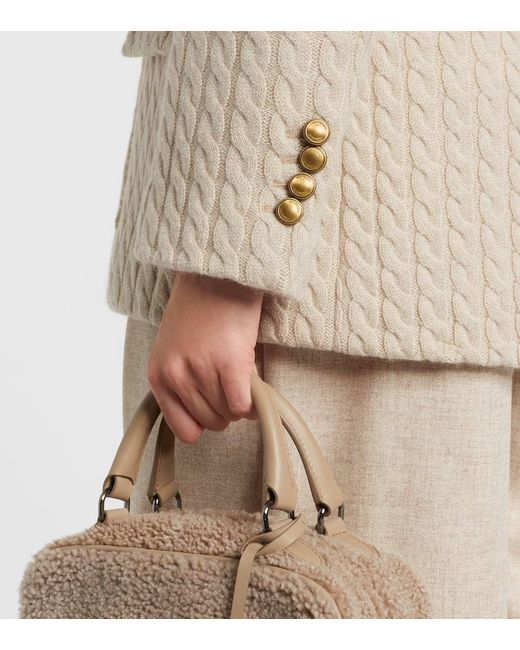 Brunello Cucinelli Natural Monili Cable-Knit Cashmere Blazer