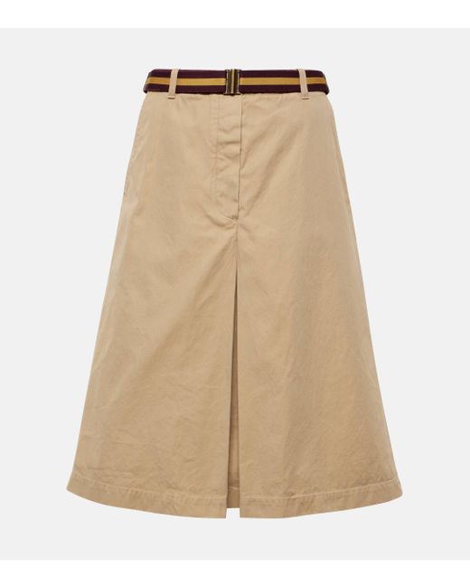 Dries Van Noten Natural Cotton Midi Skirt