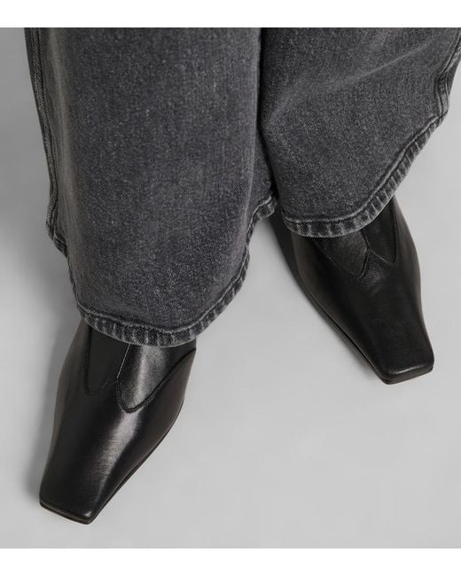 Khaite Black Nevada Leather Ankle Boots
