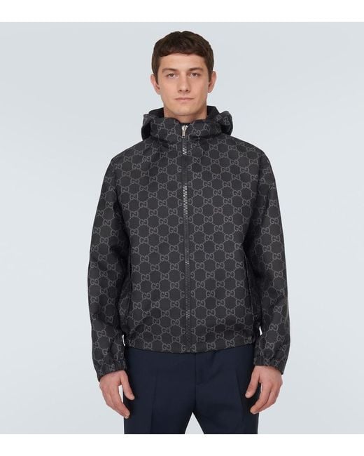 GUCCI ケープ ベルベット ジャケット ロゴ gg インターロッキング 黒 Gucci Interlocking Logo Ripstop Jacket in Black for Men | Lyst