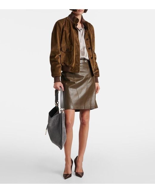 Tom Ford Gray Tara Large Suede Crossbody Bag