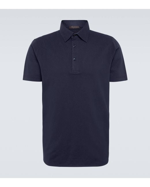 Loro Piana Blue Cotton Polo Shirt for men