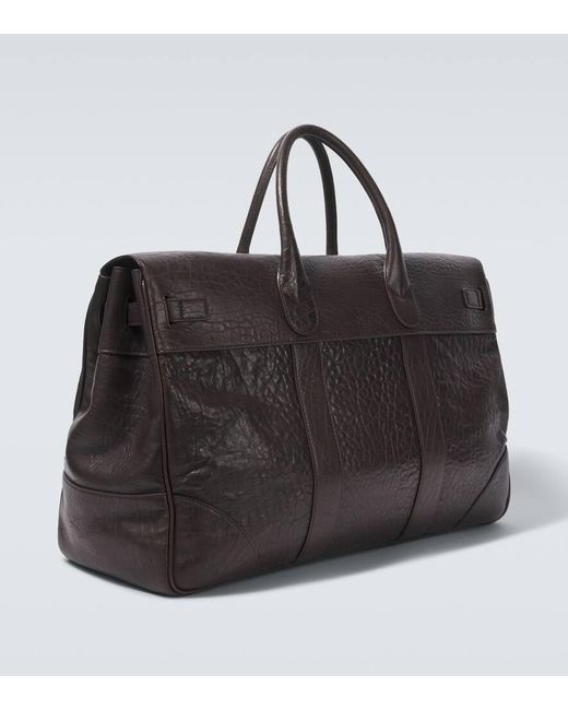 Brunello Cucinelli Black Leather Duffel Bag for men