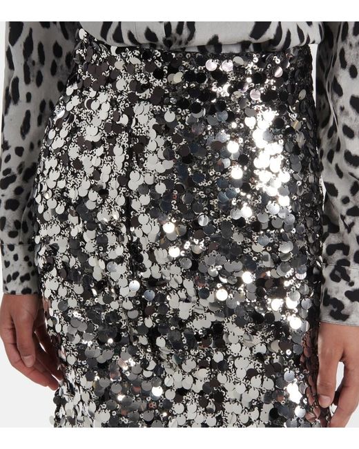 Dolce & Gabbana Metallic Sequined Pencil Skirt