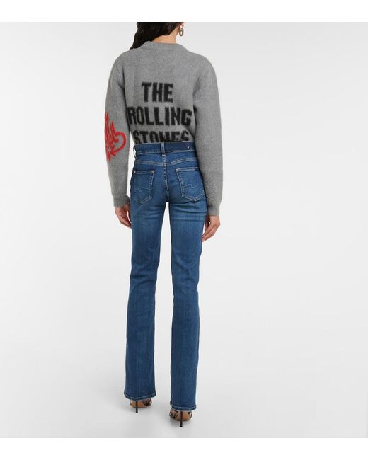 7 For All Mankind Blue Mid-Rise Bootcut Jeans