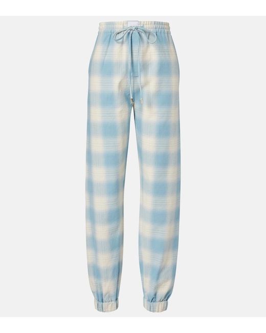 The Attico Blue Checked Cotton And Wool Tapered Pants