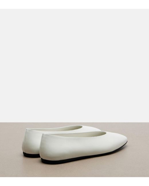 Prada White Leather Ballet Flats