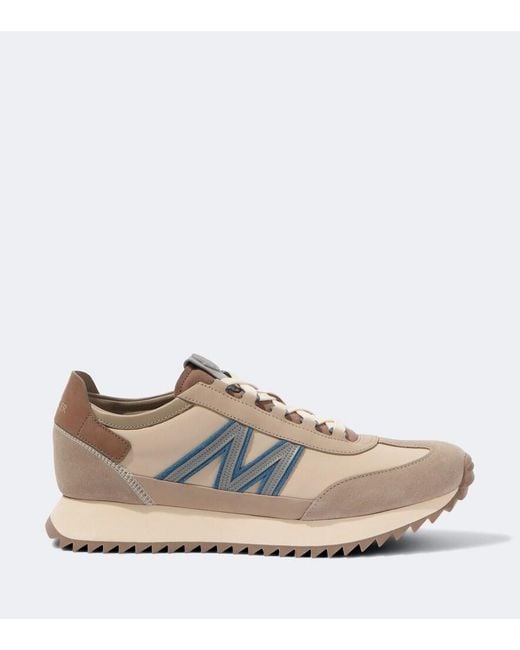 Moncler White Pacey2 Suede-Trimmed Sneakers for men