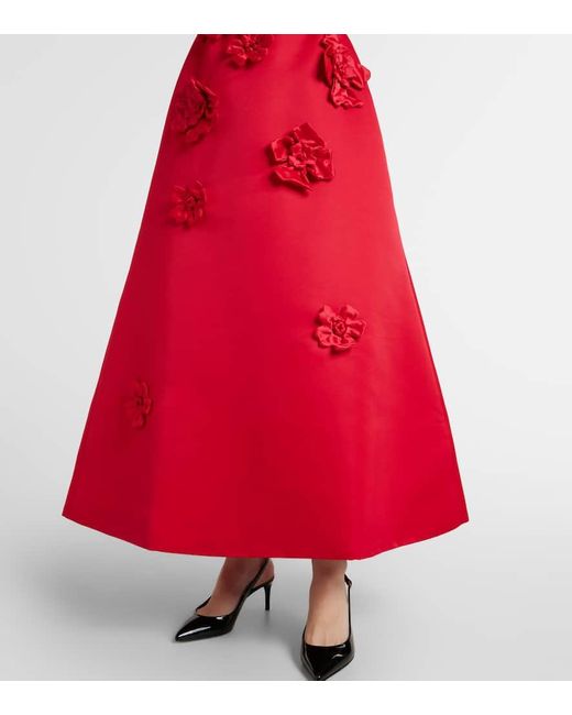 LEO LIN Red Rianne Floral-Applique Maxi Dress