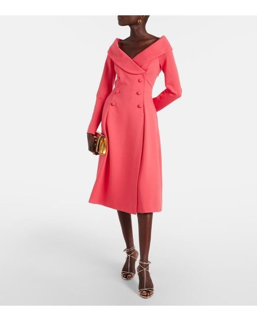 Dorothee Schumacher Red Off-Shoulder Midi Dress
