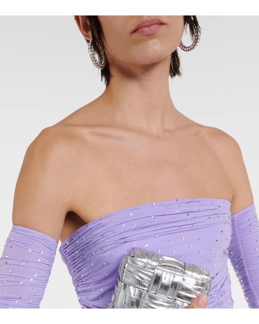 Alex Perry Purple Crystal-Embellished Jersey Minidress