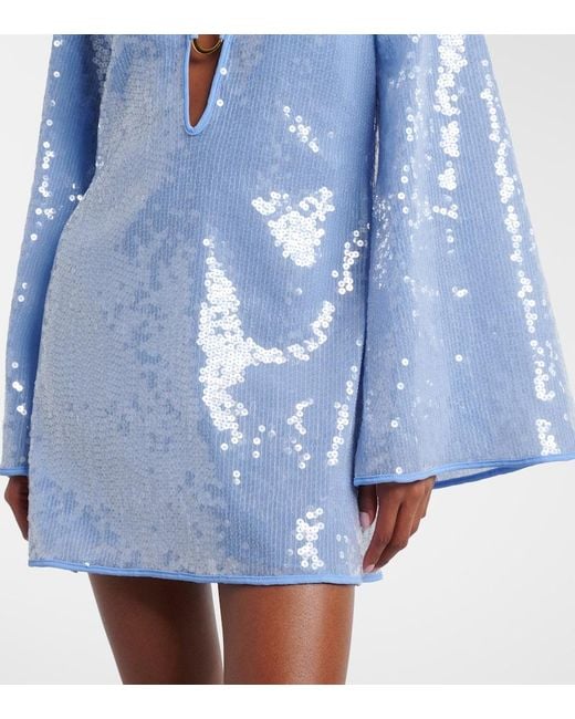 Oseree Blue Sequined Beach Dress