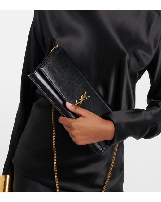 Saint Laurent Black Kate Leather Clutch