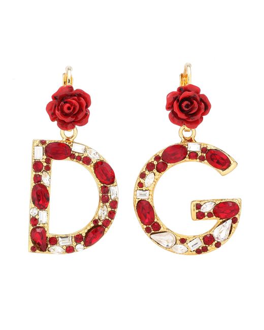 Dolce & Gabbana Red Verzierte Ohrringe