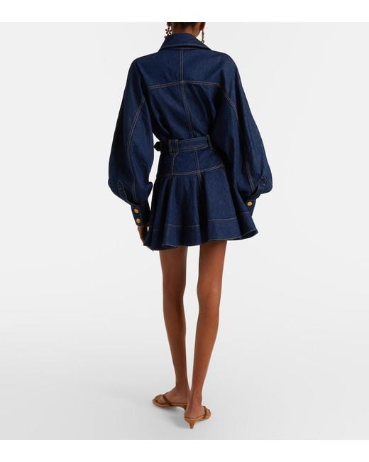 Zimmermann Blue Luna Belted Denim Minidress
