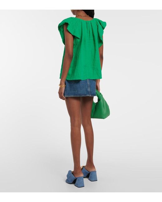 Velvet Green Ava Linen Top