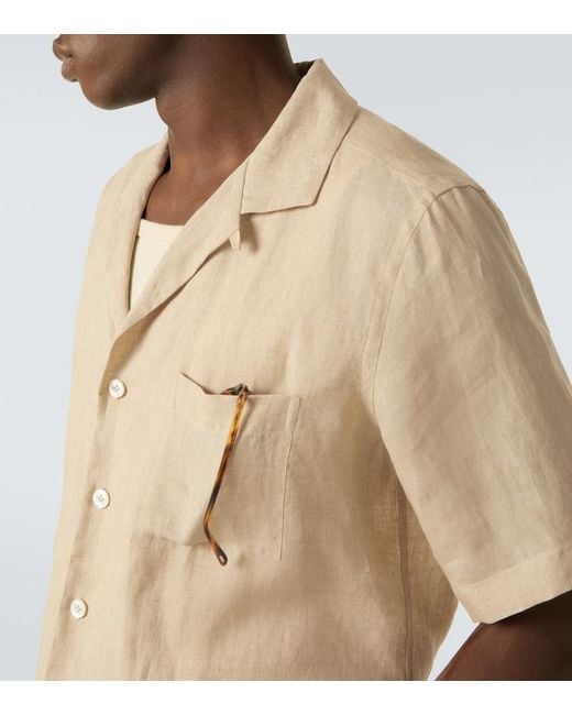 Lardini Natural Linen Bowling Shirt for men