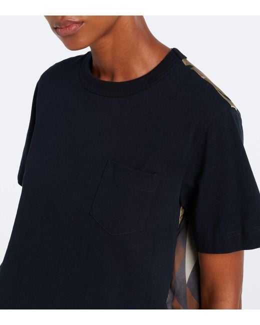 Sacai Black X A.P.C. Pleated Cotton T-Shirt