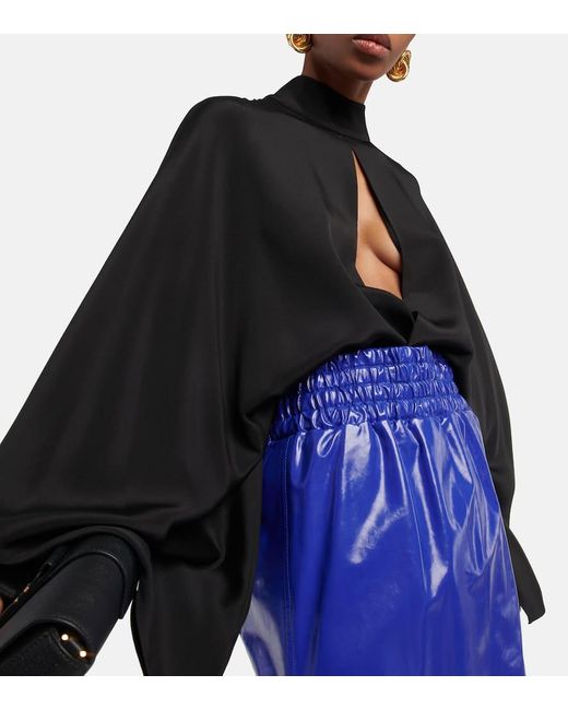 Tom Ford Black Cutout Silk Crepe Bodysuit