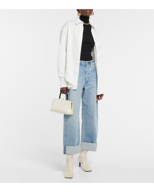 Citizens of Humanity Blue Ayla Mid-Rise Cropped Wide-Leg Jeans