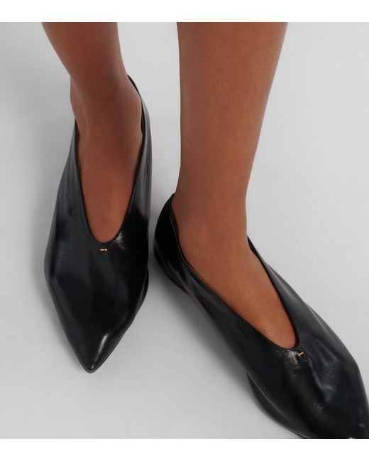 Khaite Black Miriam Leather Ballet Flats