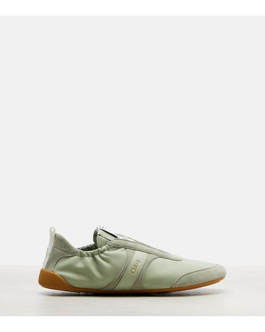 Chloé White Kick Leather-Trimmed Sneakers