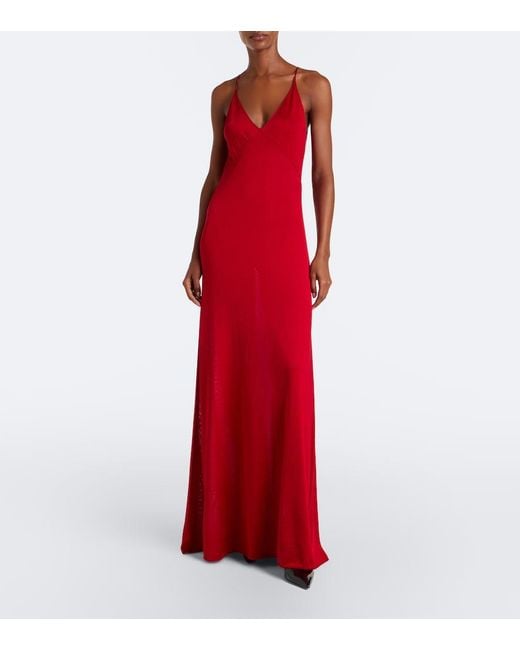 Fendi Red Silk Maxi Dress
