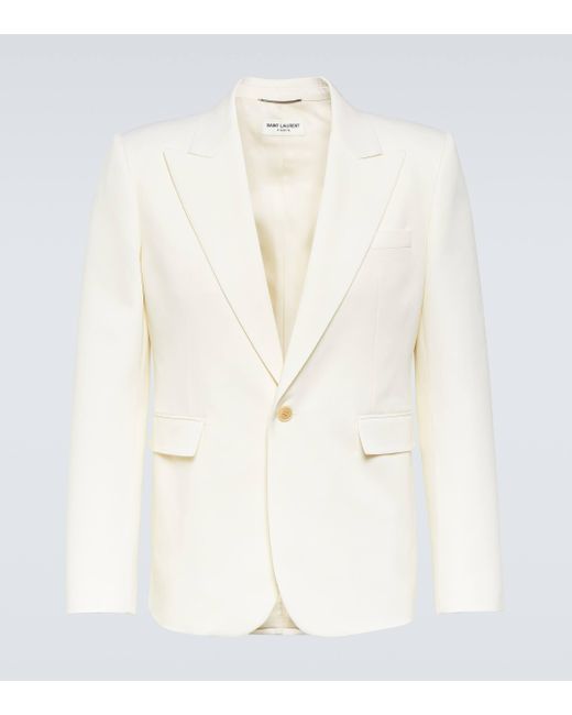 Saint Laurent White Wool Gabardine Blazer for men