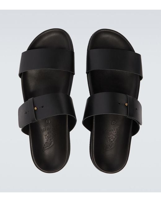 Ancient Greek Sandals Black Kimon Leather Sandals for men