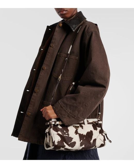 Prada Black Bonnie Medium Calf Hair Shoulder Bag