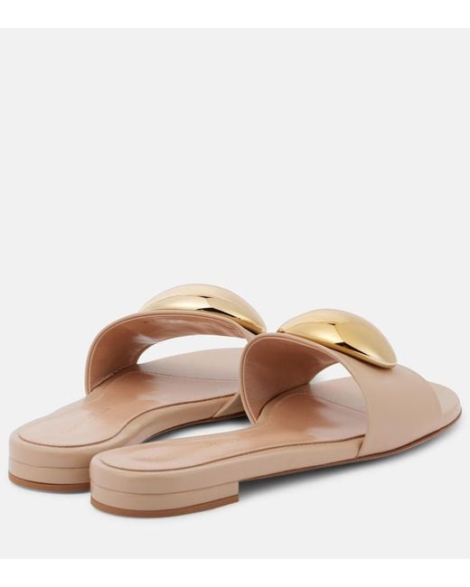 Gianvito Rossi Natural Embellished Leather Slides
