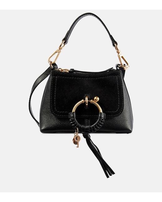 See By Chloé Black Joan Mini Hobo Leather Suede