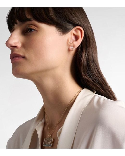 Yvonne Léon Blue Palmier And Le Cubo 9Kt Earring And Pendant Set With And Diamonds
